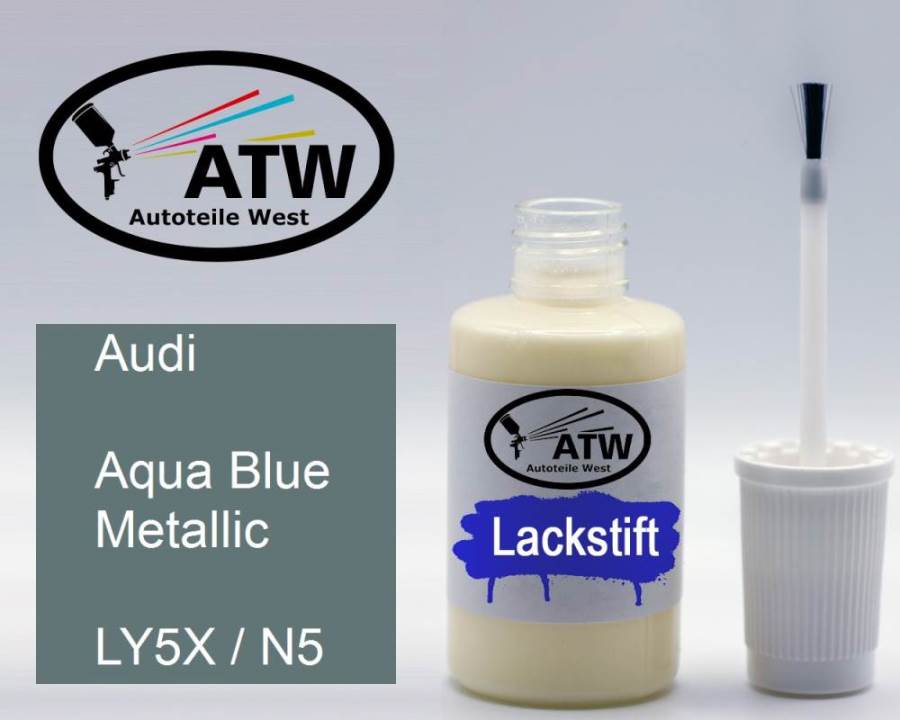 Audi, Aqua Blue Metallic, LY5X / N5: 20ml Lackstift, von ATW Autoteile West.